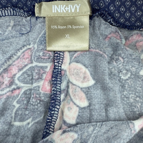 INK+IVY Blue  Floral Paisley Pajama Short Set XL - Picture 10 of 10
